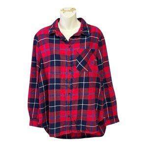 Beachlunchlounge Red and Blue Checkered  size medium button down Top